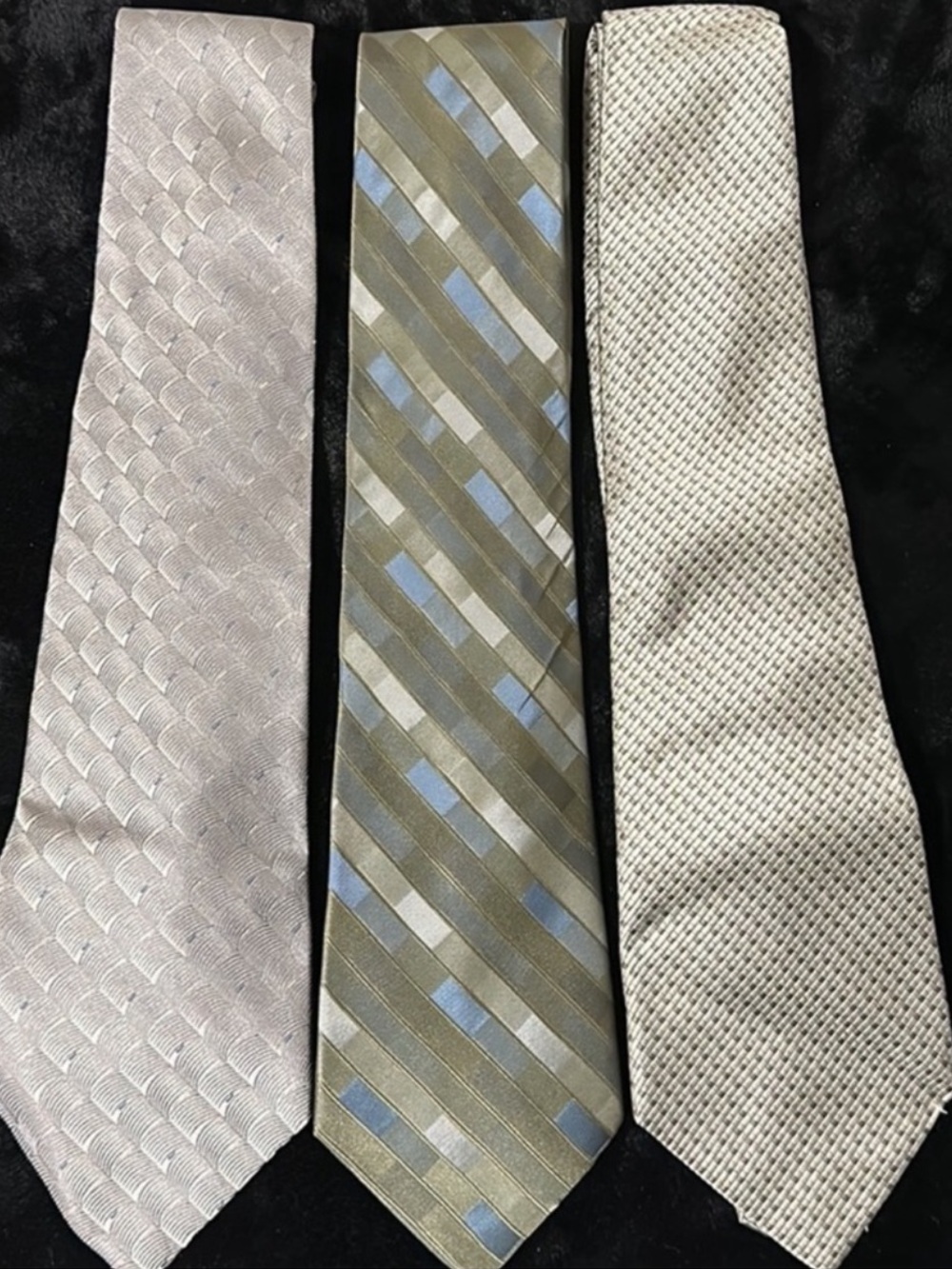 Silver/Blue/Green Silk Ties Bundle of 3
